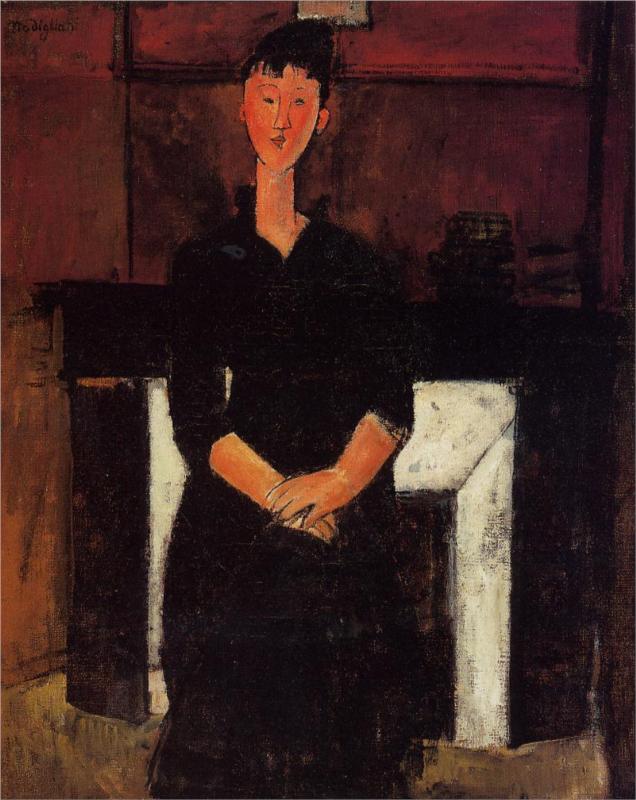 Woman Seated by a Fireplace - Amedeo Modigliani Paintings
